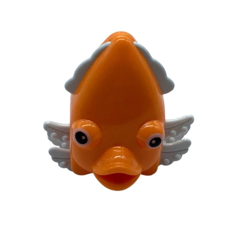 Wind-Up Squid Orange &‎ White Fish Toy 2.25" Side Ways Walking Ocean